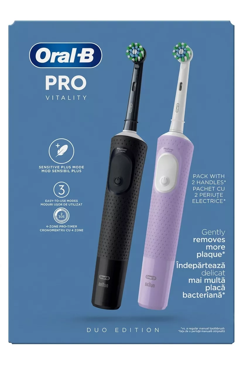Oral-B Vitality Pro Duo Edition Black  Purple Şarjlı Diş Fırçası 2li Paket