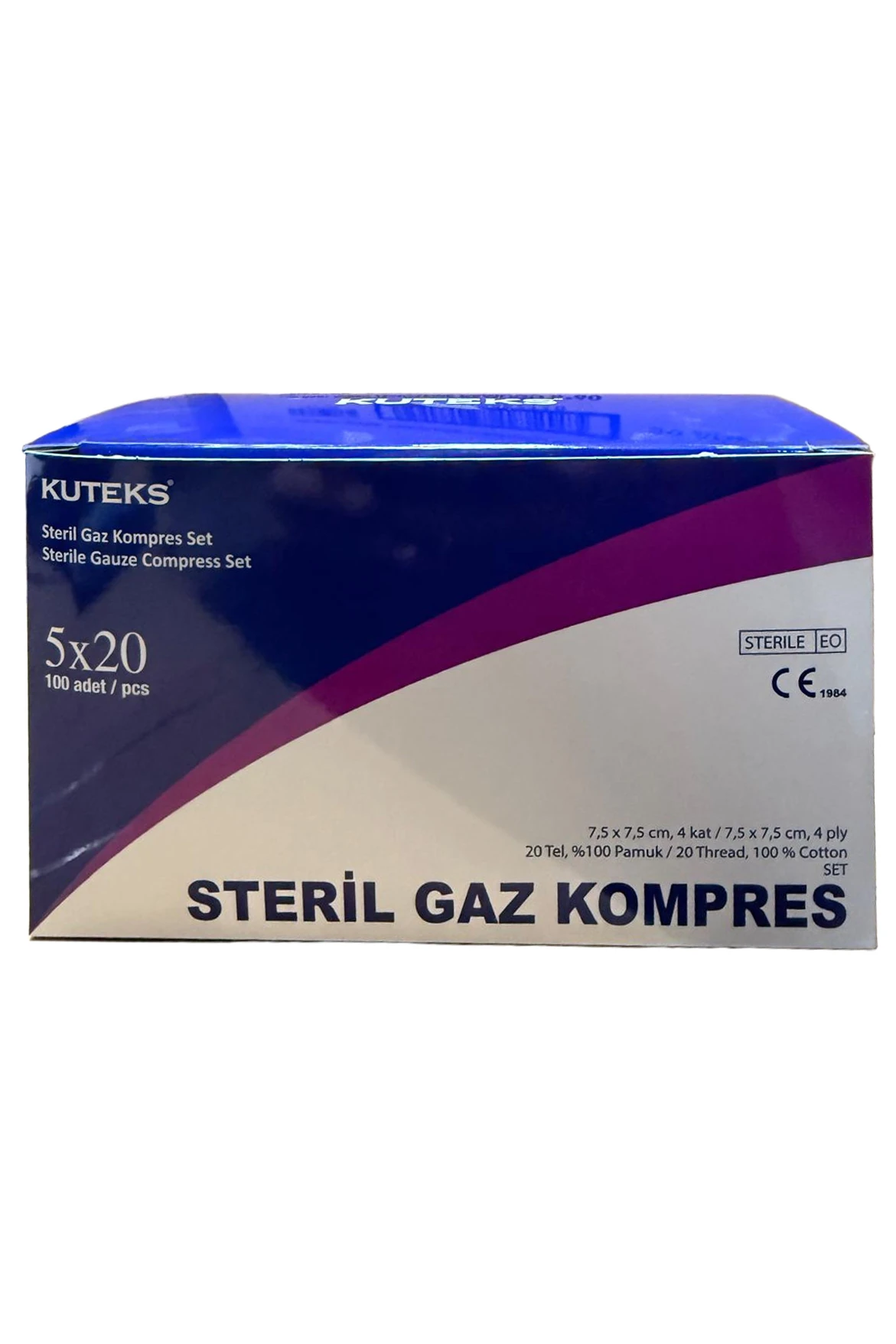 Kuteks Steril Gaz Kompres 7,5 x 7,5cm (5x20) 100lü